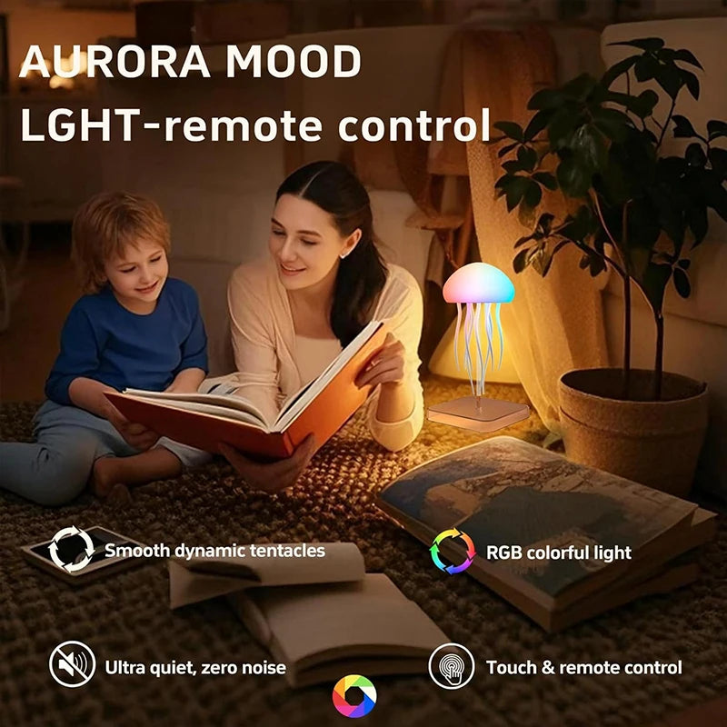 Enchanting LED Jellyfish Lamp - 9 Tentacles, Dual Modes, Long Battery Life & Remote Control with Colorful Gradients